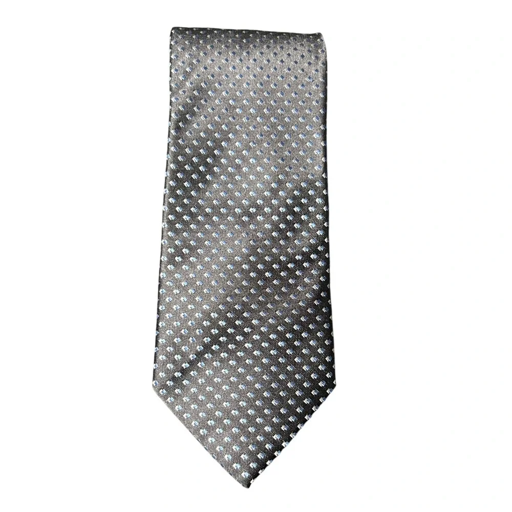 Bruno Marchesi Silk Tie Mens Black Blue Square Dot Hand Made 3.5x59 - CJ